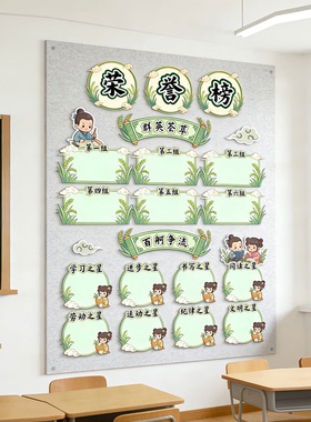 班级文化荣誉榜争先榜你追我赶心理健康公约教室文化墙布置环创