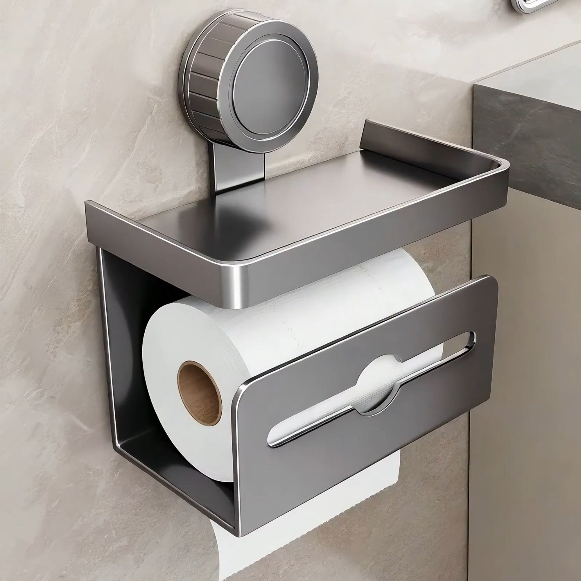 卫生间吸盘纸巾盒免打孔厕所抽纸卷纸置物架浴室壁挂卫生纸厕纸盒