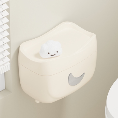 奶油风月亮纸巾盒创意可爱卫生间厕所卷纸抽纸厕纸盒壁挂式置物架