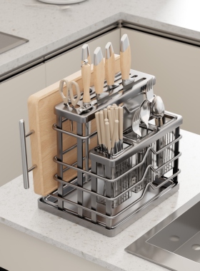 厨房刀架置物架2025新款菜刀架多功能台面筷子筒一体刀具收纳架子