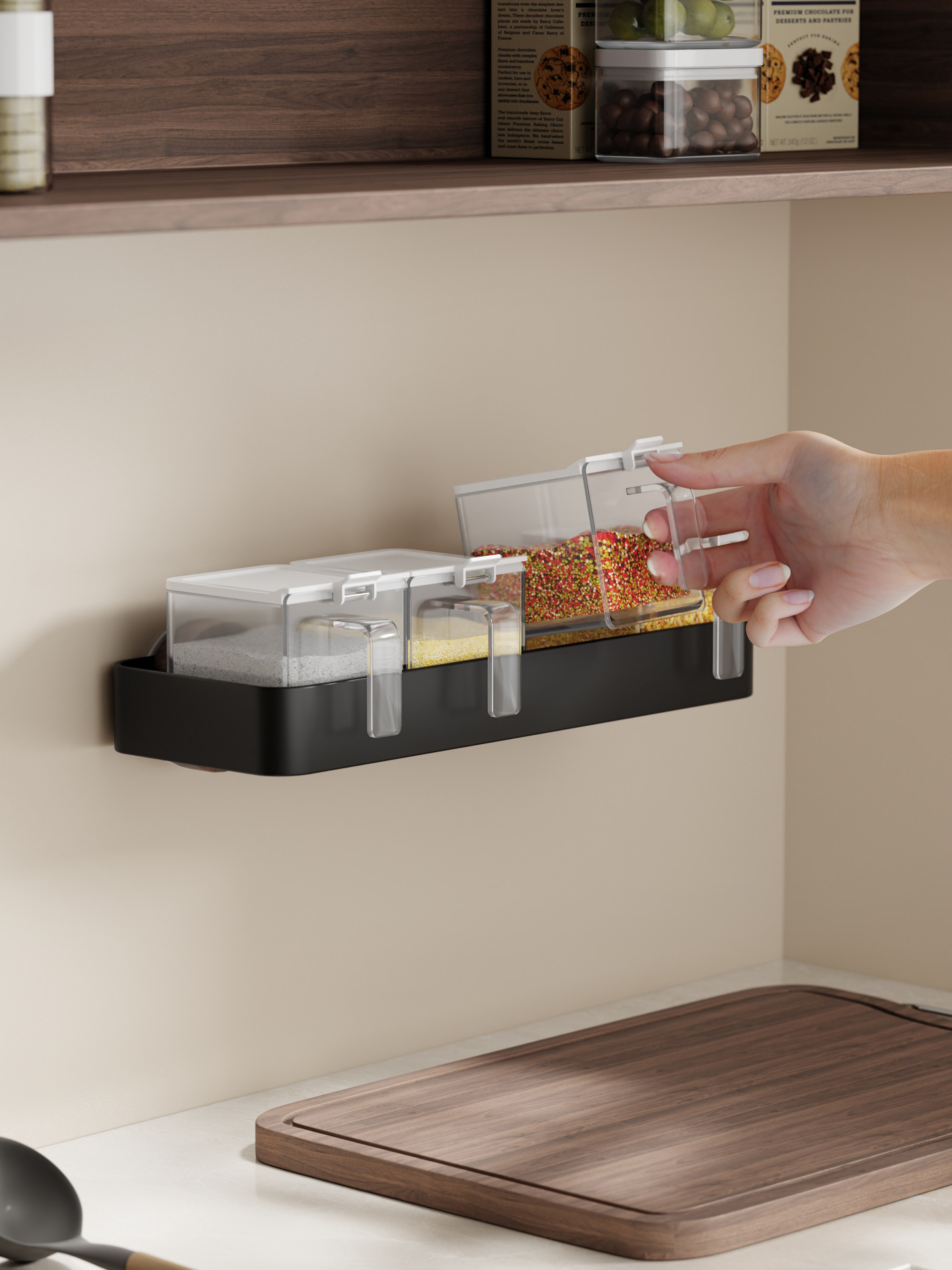 中古风调味罐调料盒家用厨房壁挂式盐罐调味瓶罐味精调料瓶置物架