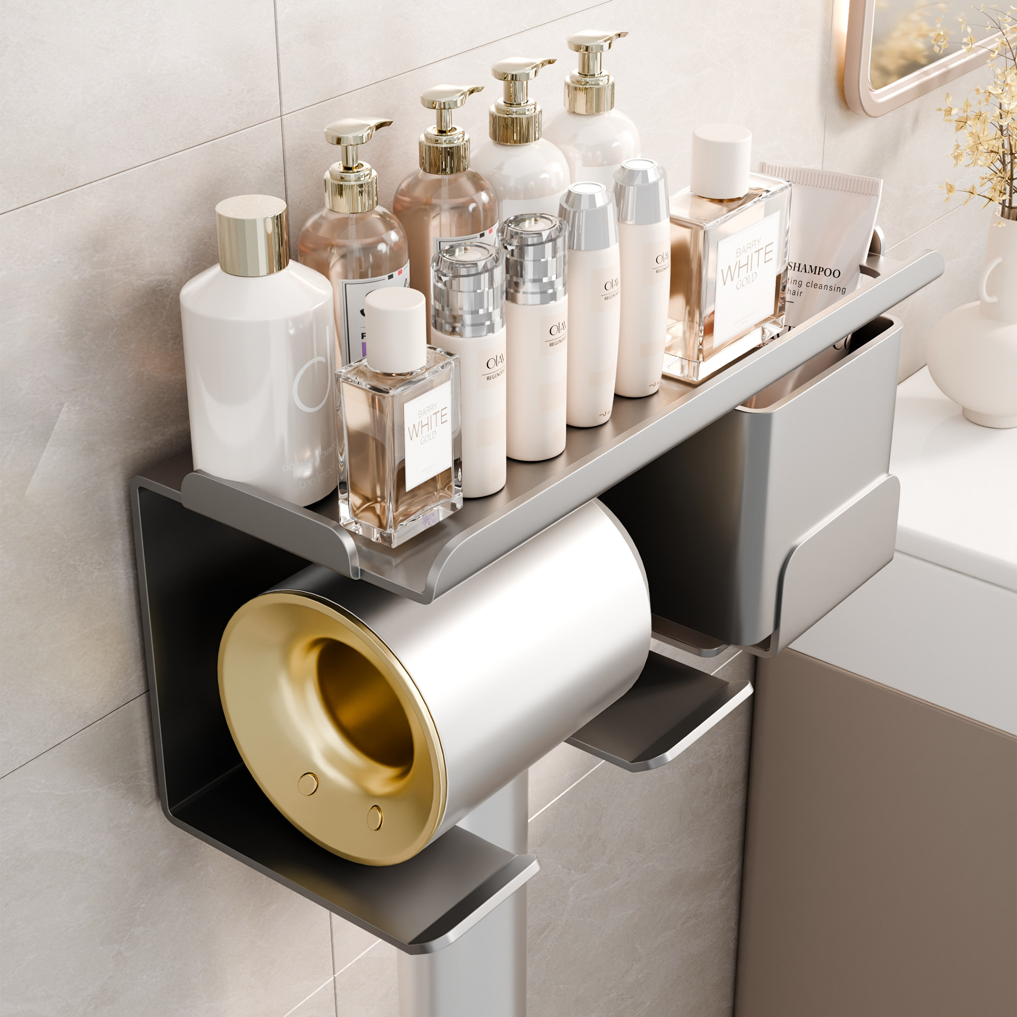 吹风机置物架卫生间免打孔电吹风挂架壁挂浴室风筒一体收纳架支架,家庭/个人清洁工具,浴室角架/置物架,淘宝优惠券,粉丝福利购,淘宝优惠卷