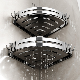 304不锈钢浴室三角置物架卫生间墙角墙上免打孔高级感沐浴露收纳