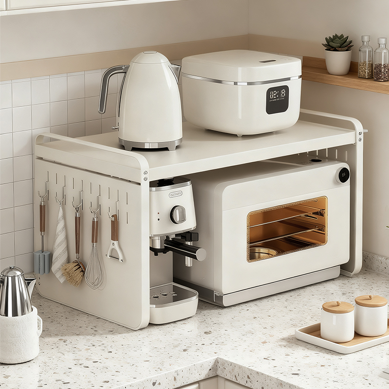超好看-极简白-厨房多功能置物架