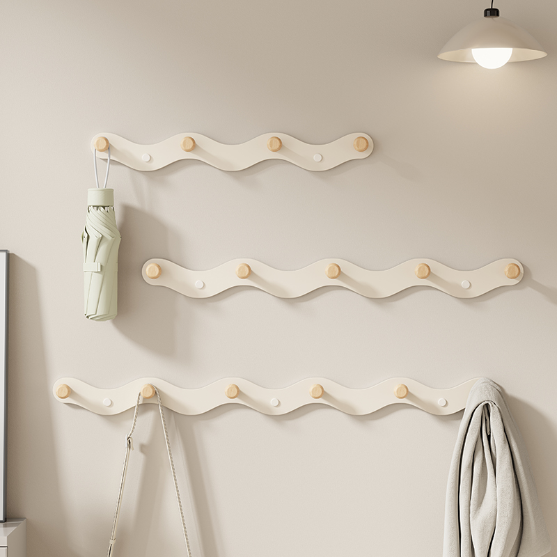 奶油风挂衣架墙上壁挂入户免打孔挂衣钩玄关门后包包衣服挂钩一排