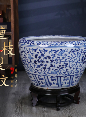 景德镇陶瓷手绘青花瓷花盆