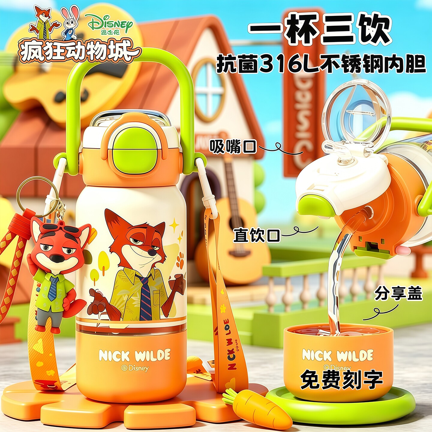 尼克保温水杯儿童上学专用吸管杯图片