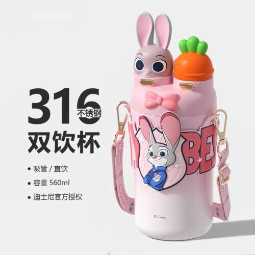 疯狂动物城朱迪保温杯儿童吸管杯