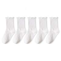 5 pair /Lot Socks for Women Ruffle Cotton Middle Tube Ankle thumbnail 3