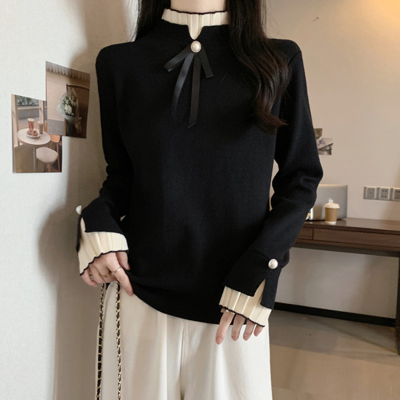 实拍 胖妹妹秋冬装大码女装假两件设计感毛衣显瘦宽松针织衫上衣