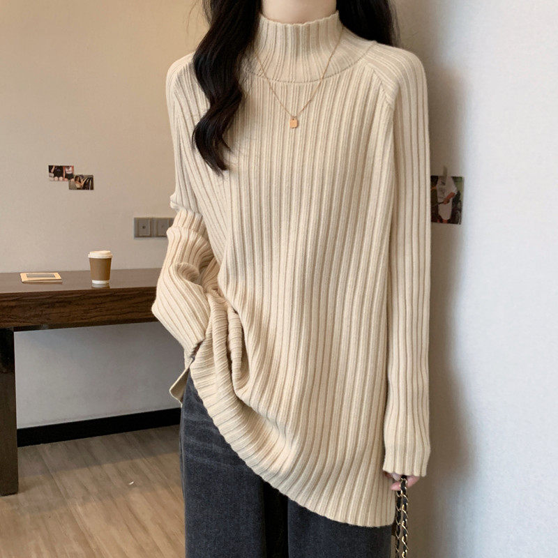 大码春季新款韩版时尚半高领针织衫女胖妹妹遮肉显瘦百搭长袖上衣,女装/女士精品,大码内搭,淘宝优惠券,粉丝福利购,淘宝优惠卷