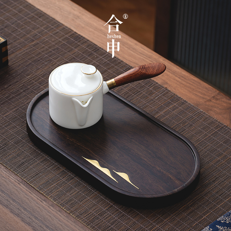 加厚整块，黑檀实木，嵌铜装饰