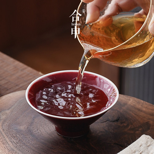 陶瓷郎红女士个人专用功夫茶杯