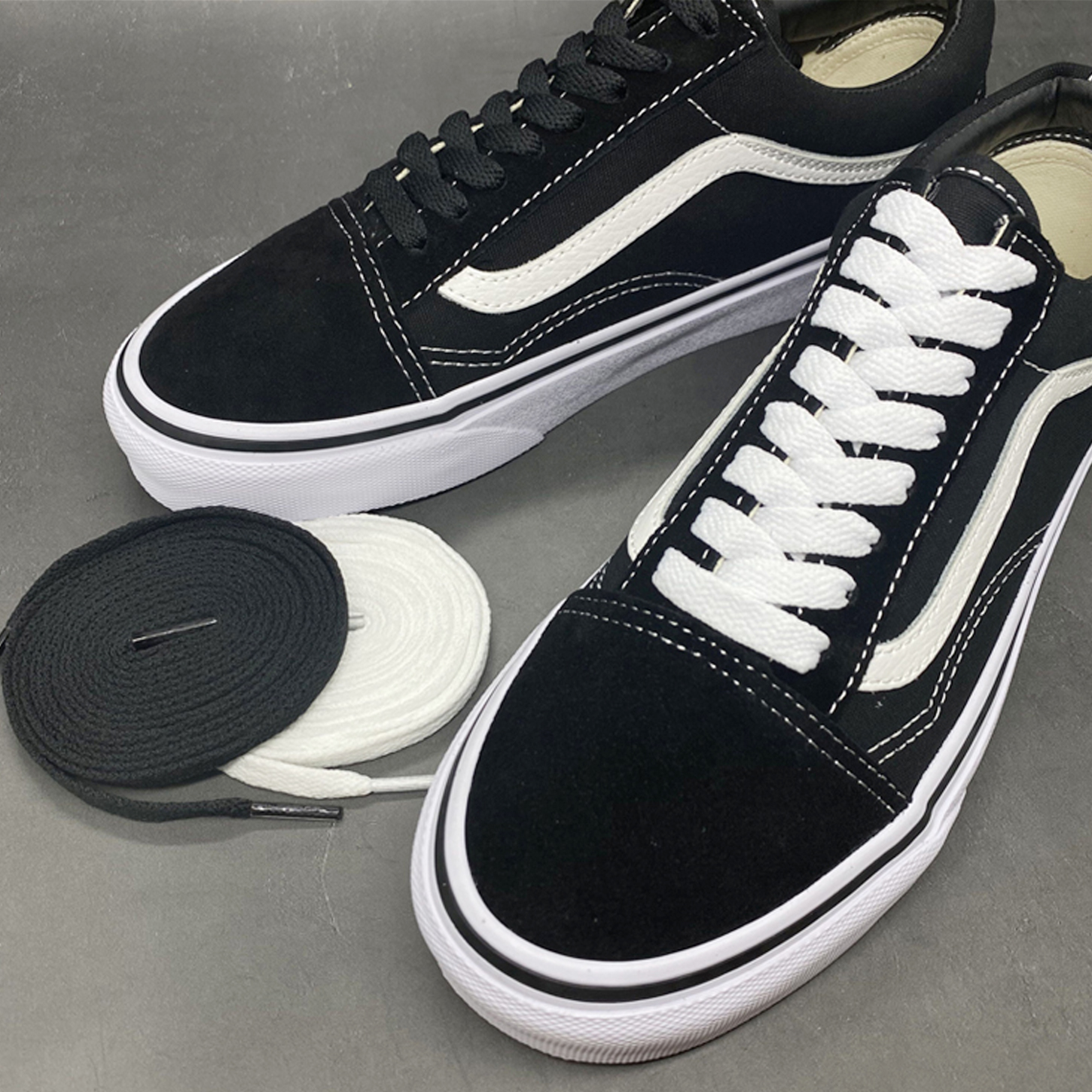 vans鞋带经典款SK8帆布鞋女款板鞋高低帮单层黑白色 万斯原装鞋带