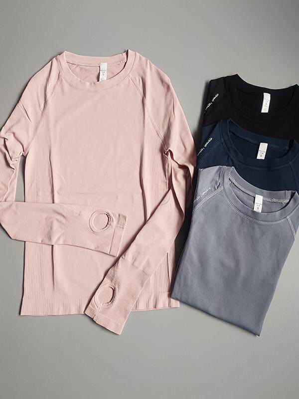 INS SPORTS YOGA CLOTHING WOMENS ROUND NECK LONG-SLEEVED CASUAL ALL-MATCH TOP HIGH ELASTIC QUICK-DRYING RUNNING TIGHT FITNESS CLOTHING