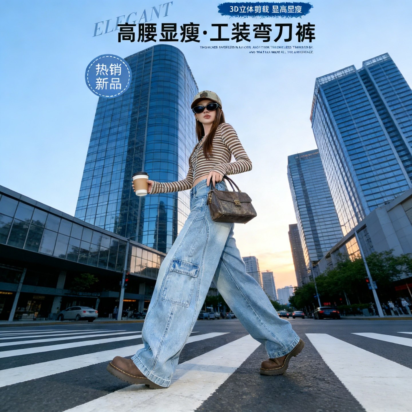 弯刀牛仔裤女2026年春季新款工装裤子高腰显瘦复古做旧直筒多口袋,女装/女士精品,牛仔裤,淘宝优惠券,粉丝福利购,淘宝优惠卷