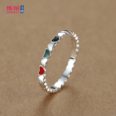 999足银戒指女士纯银单身闭口