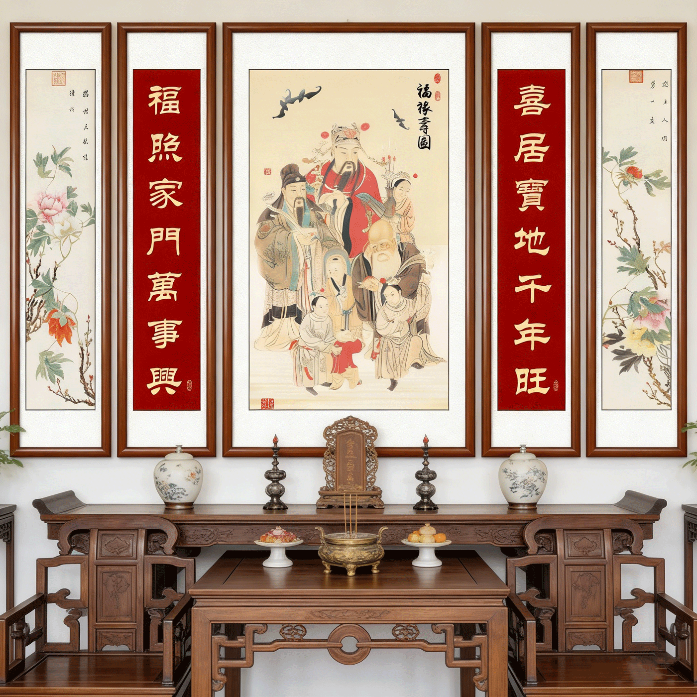 农村中堂客厅挂画堂屋福禄寿福星高照牌匾大气装饰大厅墙山水字画