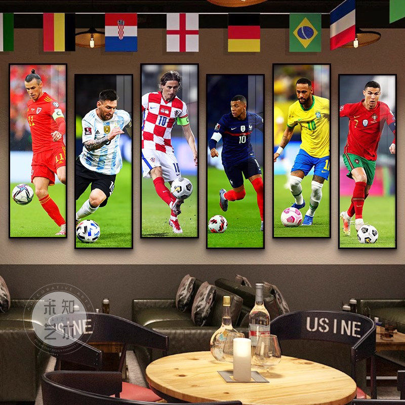 足球明星挂画C罗内马尔梅西世界杯海报装饰画酒吧体育彩票店壁画