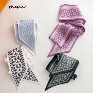 春夏腰花复古绑包包手柄加长小丝巾女细窄长条飘带发带装饰小领巾