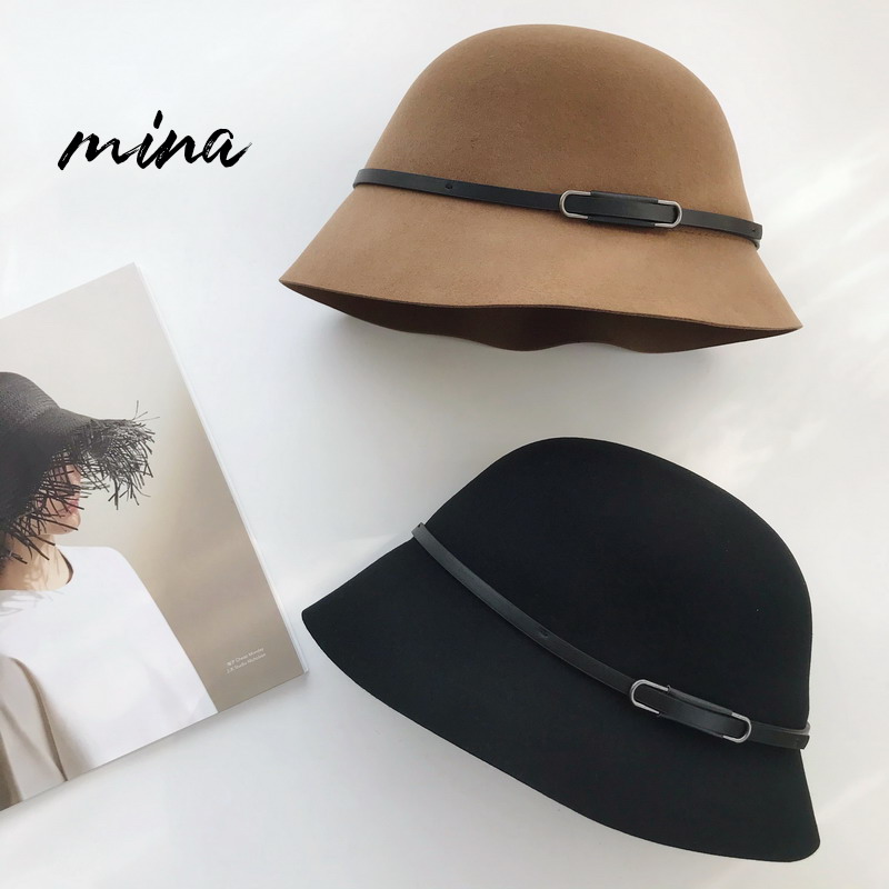 秋冬季复古羊毛呢英伦法式渔夫帽