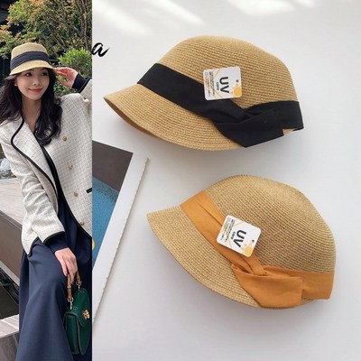夏日系草帽女遮阳蝴蝶结马术帽
