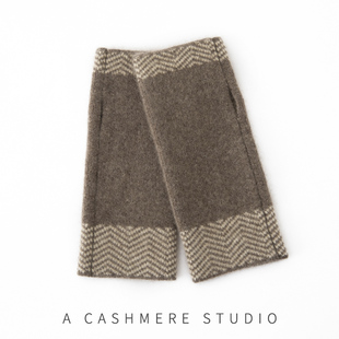 冬季纯山羊绒半指手套男女保暖毛线针织露手指头写字半截手套开车