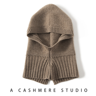 冬季巴拉克拉法羊绒帽子女针织连帽脖套一体保暖护颈防寒围巾帽子