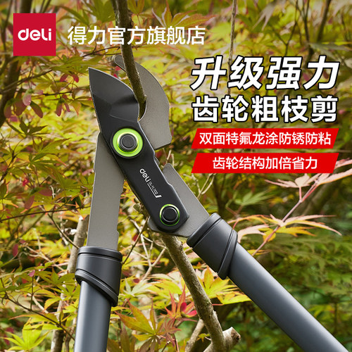 得力修枝剪强力粗枝剪刀省力
