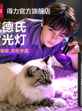 得力伍德氏猫藓灯紫光灯手电紫外线照猫尿uv固化验钞玉石鉴定