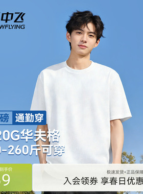 雪中飞美式t恤男2026新款宽松华夫格圆领短袖青少年休闲体恤夏PCD