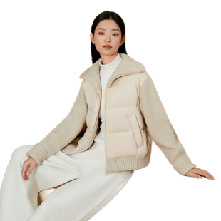 雪中飞2026秋冬新款女式羽绒服简约纯色休闲针织立领宽松轻薄外套