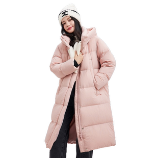 雪中飞2025冬新款女士长款连帽羽绒服防寒保暖红色新年穿搭加厚