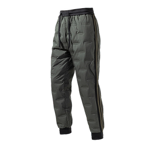 雪中飞2024冬新款男士羽绒裤束脚运动抽绳高腰加厚黑色休闲商务