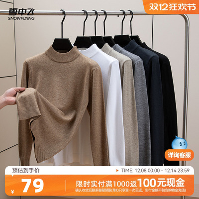 雪中飞半高领休闲男式针织衫