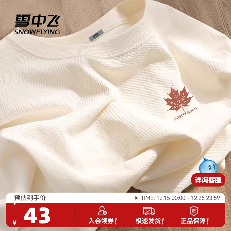 雪中飞t恤短袖男2025新款夏季宽松纯棉半截袖男生百搭学生体恤PC