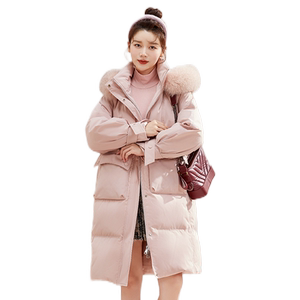雪中飞2024冬女士韩版廓形马卡龙狐狸毛领长款羽绒服加厚外套