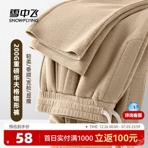 雪中飞男士早秋新款锥形休闲裤子