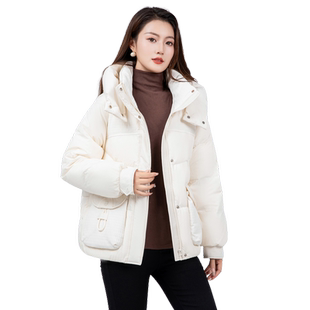 雪中飞2026春新款女士短款连帽羽绒服韩版甜美纯色简约保暖百搭