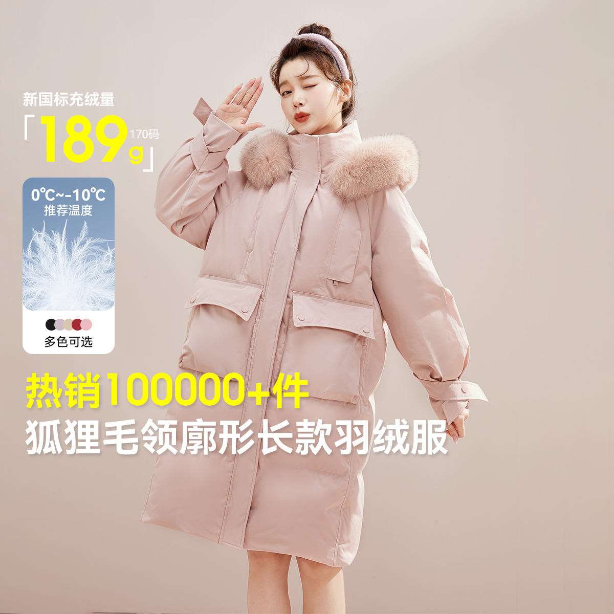 廓形长款雪中飞时尚狐狸毛领