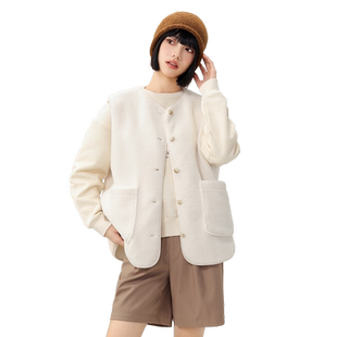 雪中飞2026春季新款女士圆领摇粒绒马甲外套百搭休闲居家亲肤舒适