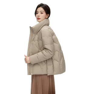 雪中飞2025冬新款短款立领休闲韩版大码显瘦女式妈妈外套羽绒服S