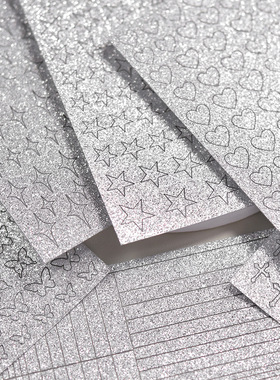 tomoni亮片蝴蝶美甲贴纸 爆款复古指甲贴日系闪亮星星 雪花银色