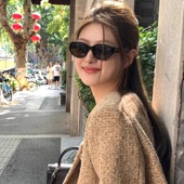 KYNVA偏光复古猫眼墨镜防紫外线女高级感方圆脸窄框太阳眼镜登山