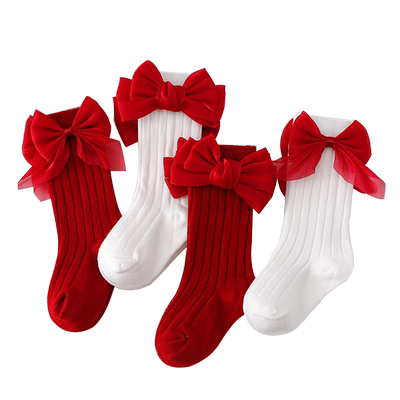 2023女童中筒袜子0-12岁新年红色