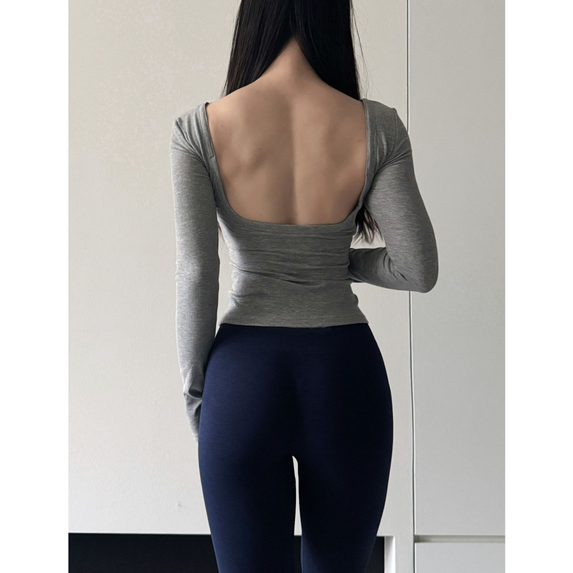 莱赛尔长袖瑜伽服带胸垫