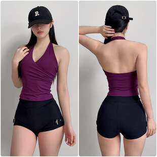 美背运动内衣交叉挂脖含胸垫文胸聚拢吊带背心健身瑜伽服上衣女