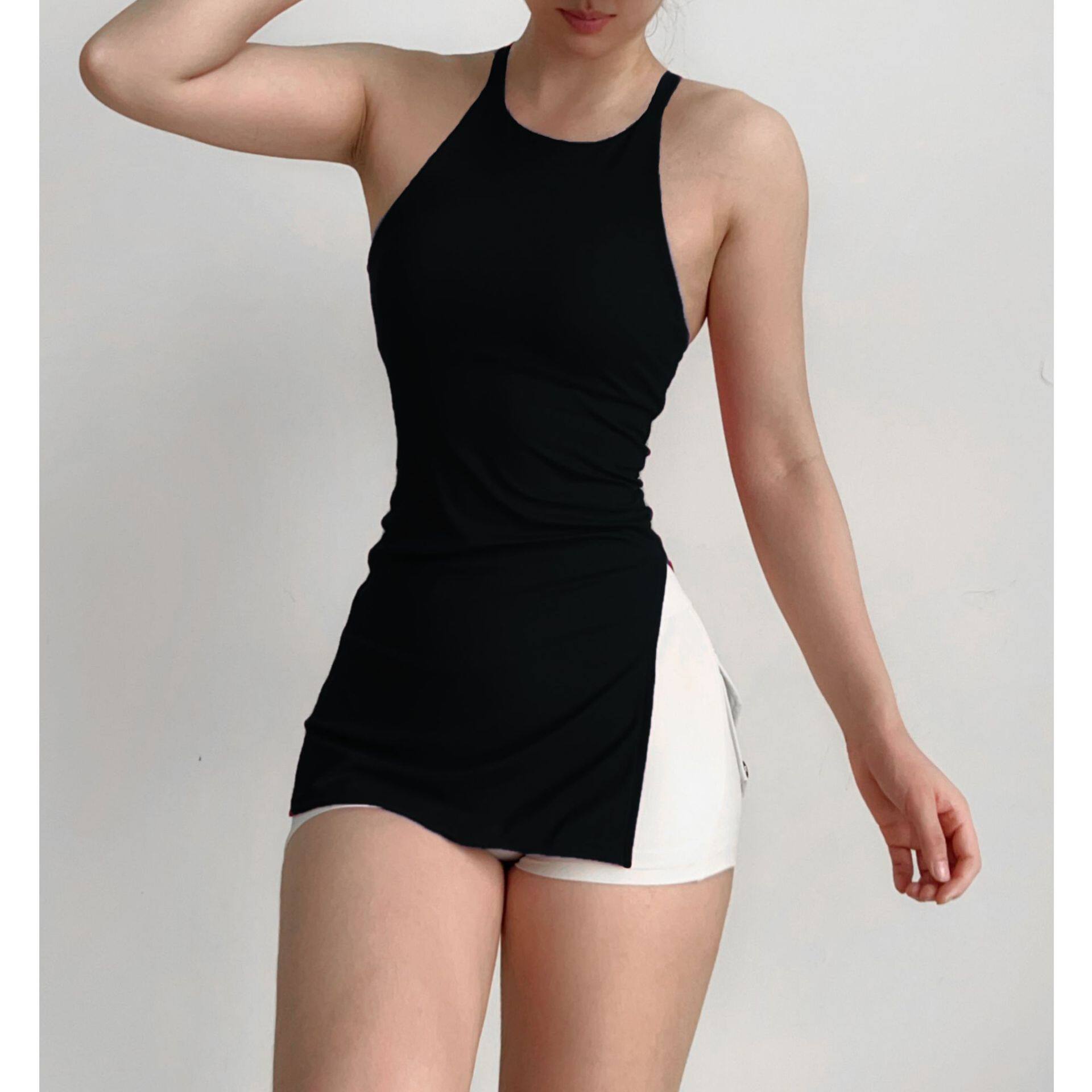 普拉提性感显瘦运动瑜伽服美背心运动文胸健身速干衣长款带胸垫