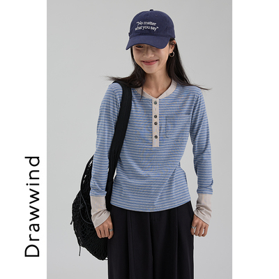 画风drawwind假两件长袖T恤