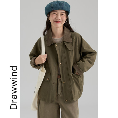 画风drawwind翻领工装夹克外套